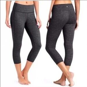 Athleta Chaturanga Capri Crop Gray Stretchy Active Leggings  Sz L